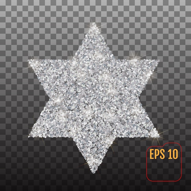 Vector star of david silver symbol on a transparent background