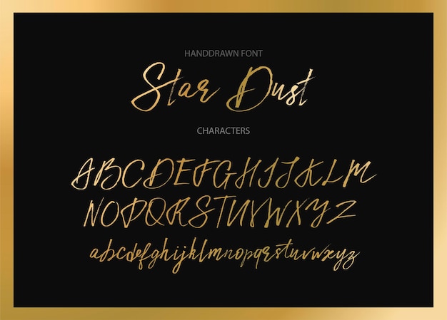 Vector star dust handdrawn vector font calligraphic type