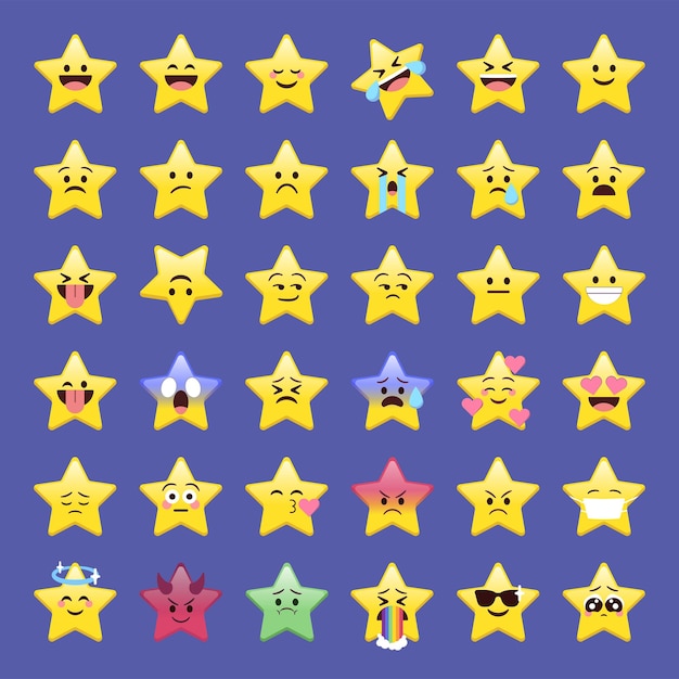 Star emoji faces with cute expressions for social media