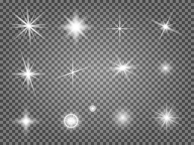 Star flare set. Lens light effect isolated