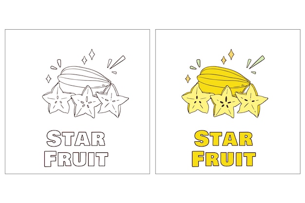 Pagina da colorare disegnata a mano della frutta della stella