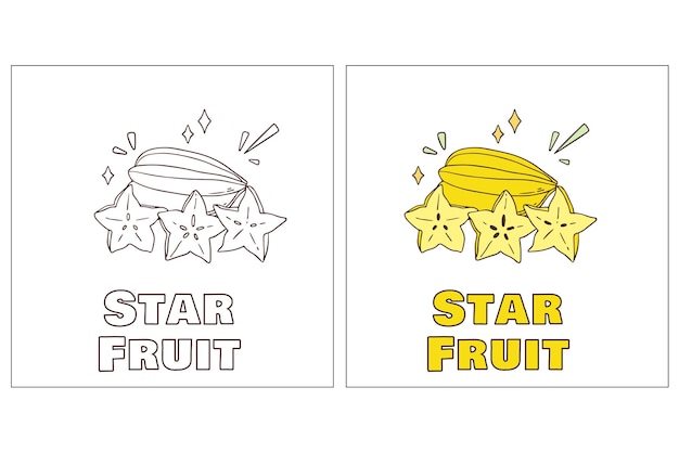 Star fruit hand drawn coloring page