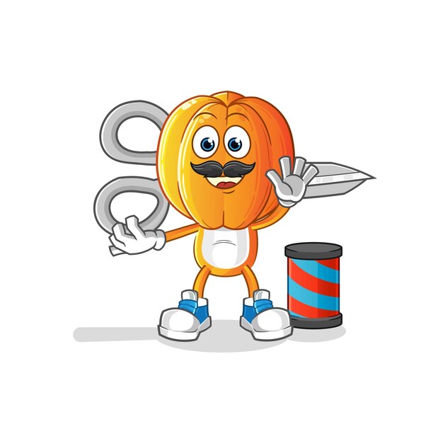 Star fruit head cartoon barber cartoon mascot vector