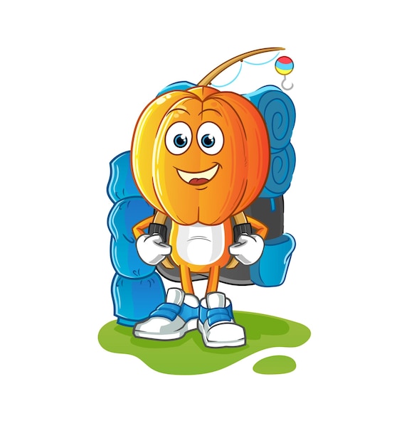 Star fruit head cartoon go camping mascot cartoon vector