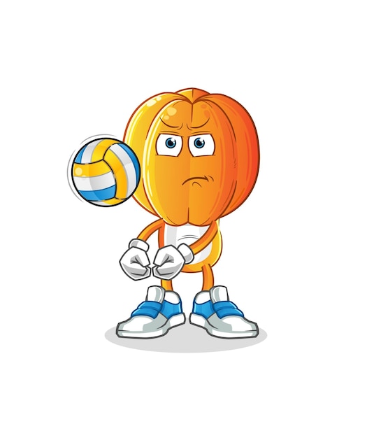 Vector star fruit head cartoon play volleyball mascot cartoon vector