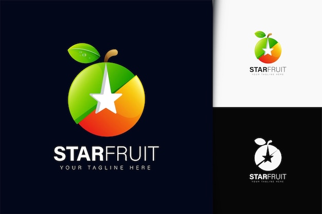 Design del logo della frutta a stella con sfumatura