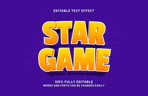 star game 3d editable text effect template