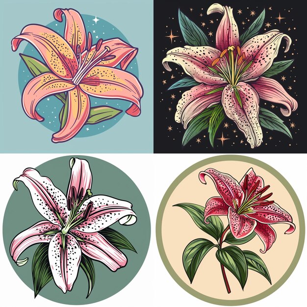 Vector star gazer lily