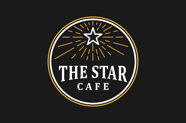 Star gliter glans logo ontwerp café koffie vintage labelsjabloon