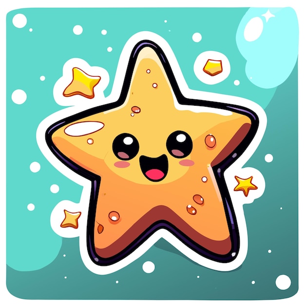 Star hand drawn flat stylish mascot cartoon character drawing sticker icon concept isolated