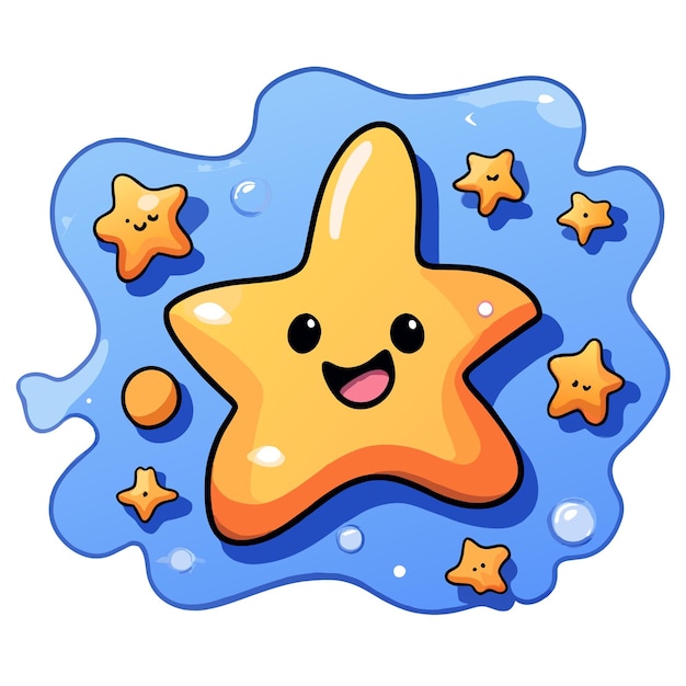 Star hand drawn flat stylish mascot cartoon character drawing sticker icon concept isolated