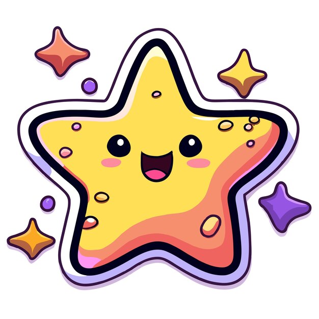 Star hand drawn flat stylish mascot cartoon character drawing sticker icon concept isolated