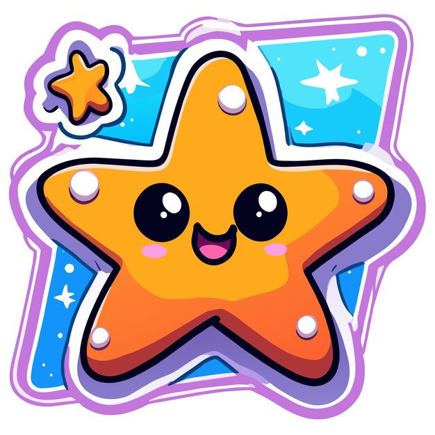 Vector star hand drawn flat stylish mascot cartoon character drawing sticker icon concept isolated