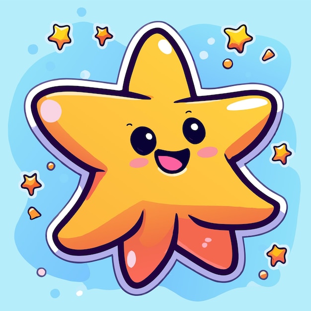 Star hand drawn flat stylish mascot cartoon character drawing sticker icon concept isolated