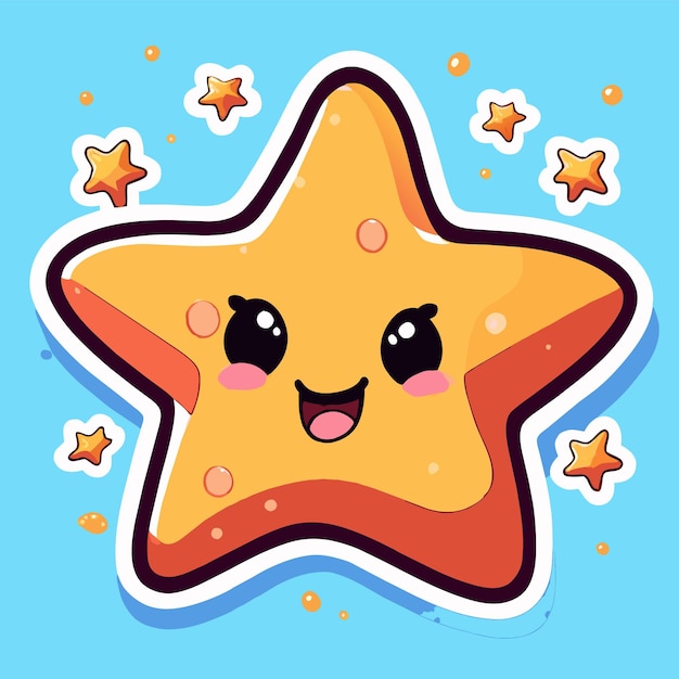 Vector star hand drawn flat stylish mascot cartoon character drawing sticker icon concept isolated