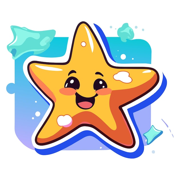 Vector star hand drawn flat stylish mascot cartoon character drawing sticker icon concept isolated