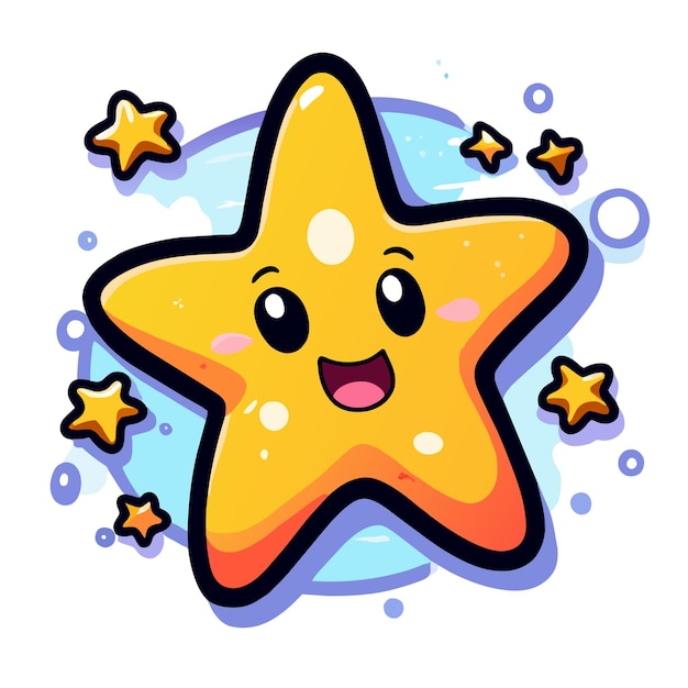 Star hand drawn flat stylish mascot cartoon character drawing sticker icon concept isolated