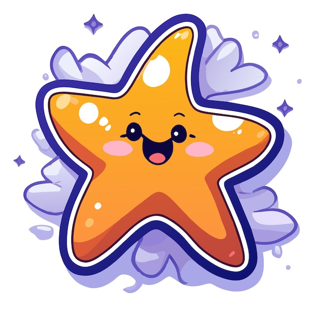 Star hand drawn flat stylish mascot cartoon character drawing sticker icon concept isolated