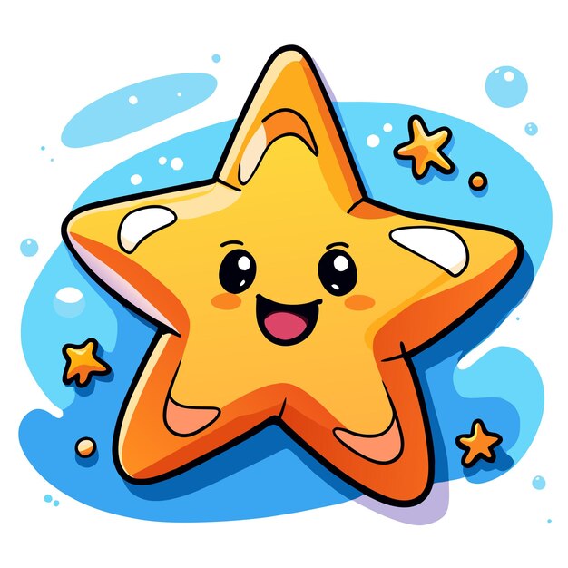 Star hand drawn flat stylish mascot cartoon character drawing sticker icon concept isolated