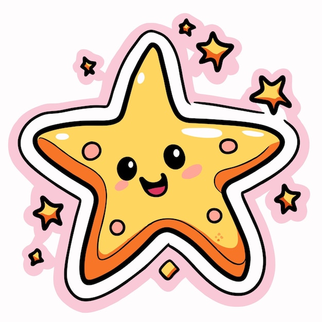 Vector star hand drawn flat stylish mascot cartoon character drawing sticker icon concept isolated