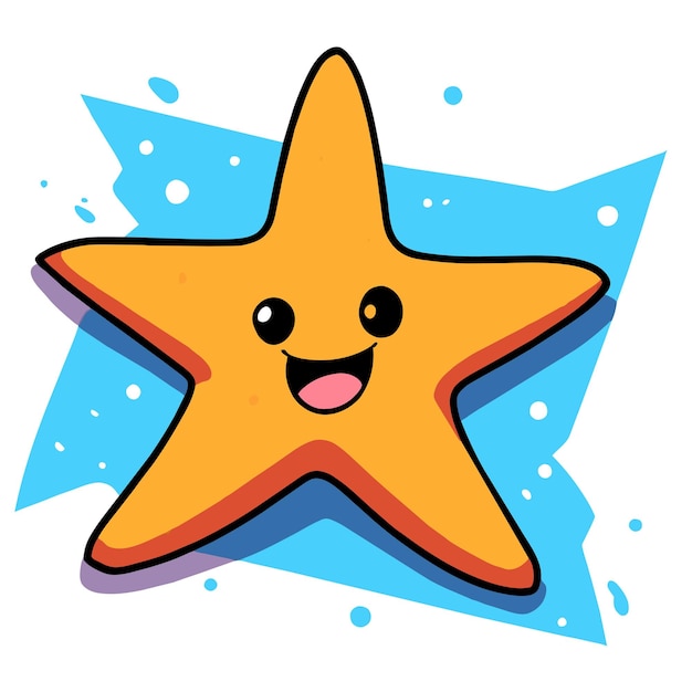 Vector star hand drawn flat stylish mascot cartoon character drawing sticker icon concept isolated