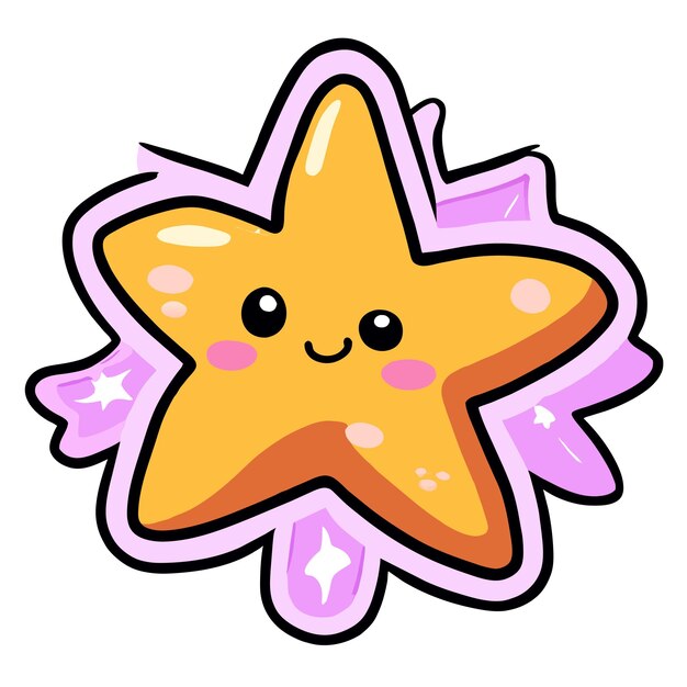 Vector star hand drawn flat stylish mascot cartoon character drawing sticker icon concept isolated