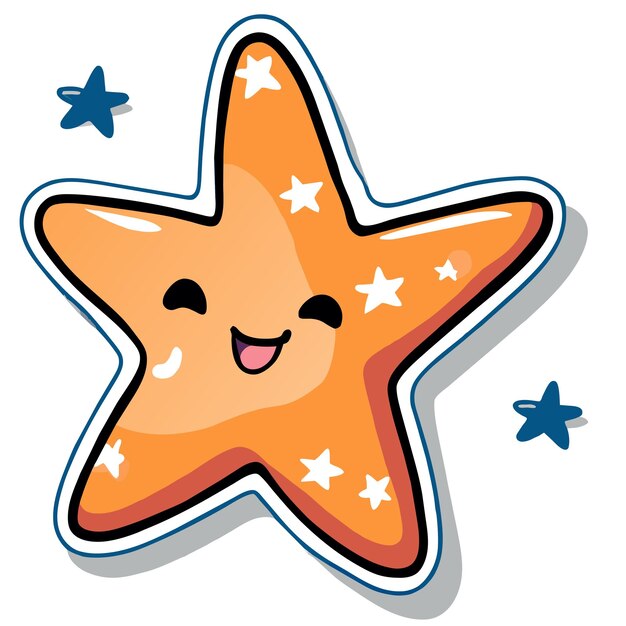 Vector star hand drawn flat stylish mascot cartoon character drawing sticker icon concept isolated