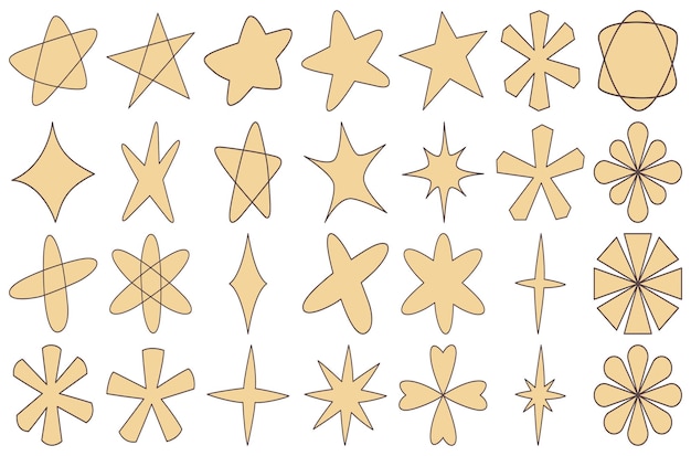 Star hand drawn vector set Star simple cartoon style Hand drawn decorative elements