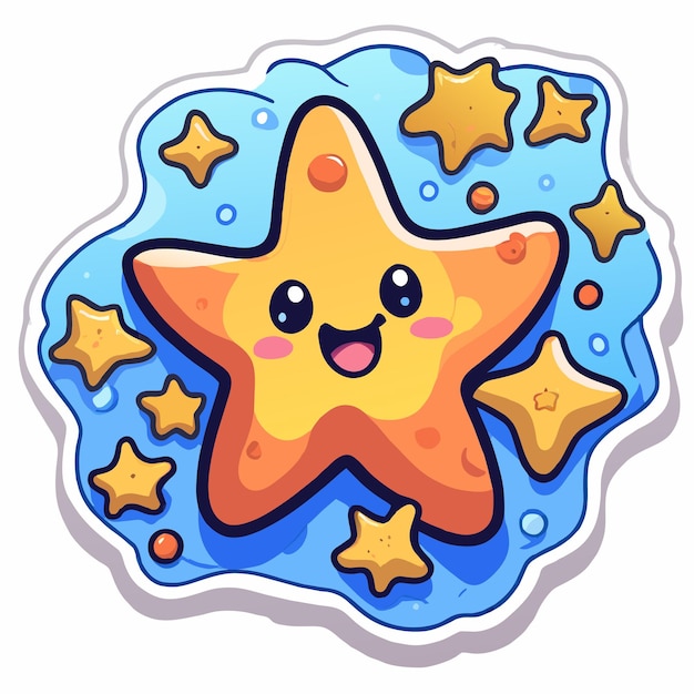 Vector star handgetekende platte stijlvolle mascotte cartoon personage tekening sticker icoon concept geïsoleerd