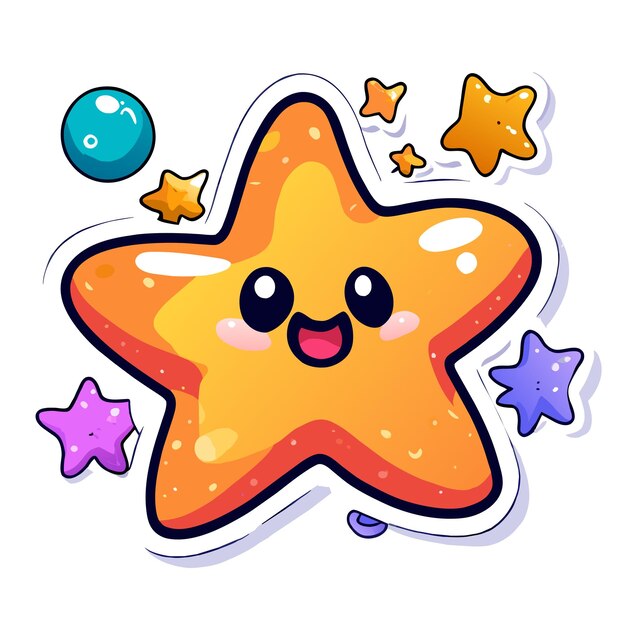 Vector star handgetekende platte stijlvolle mascotte cartoon personage tekening sticker icoon concept geïsoleerd