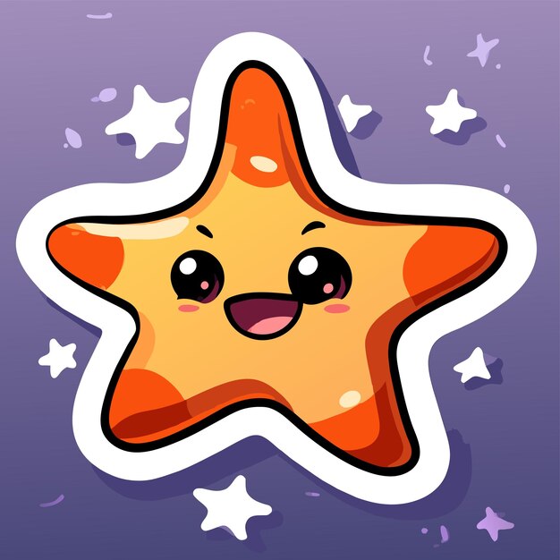 Vector star handgetekende platte stijlvolle mascotte cartoon personage tekening sticker icoon concept geïsoleerd