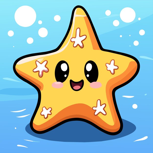 Vector star handgetekende platte stijlvolle mascotte cartoon personage tekening sticker icoon concept geïsoleerd