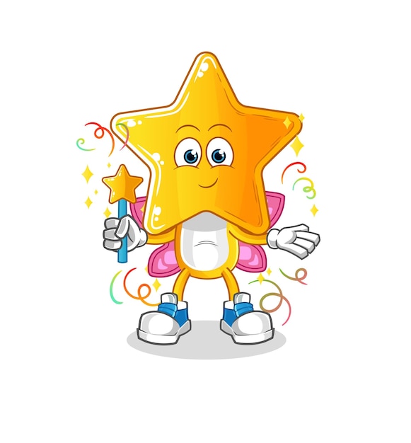 star head cartoon fairy with wings and stick cartoon vector