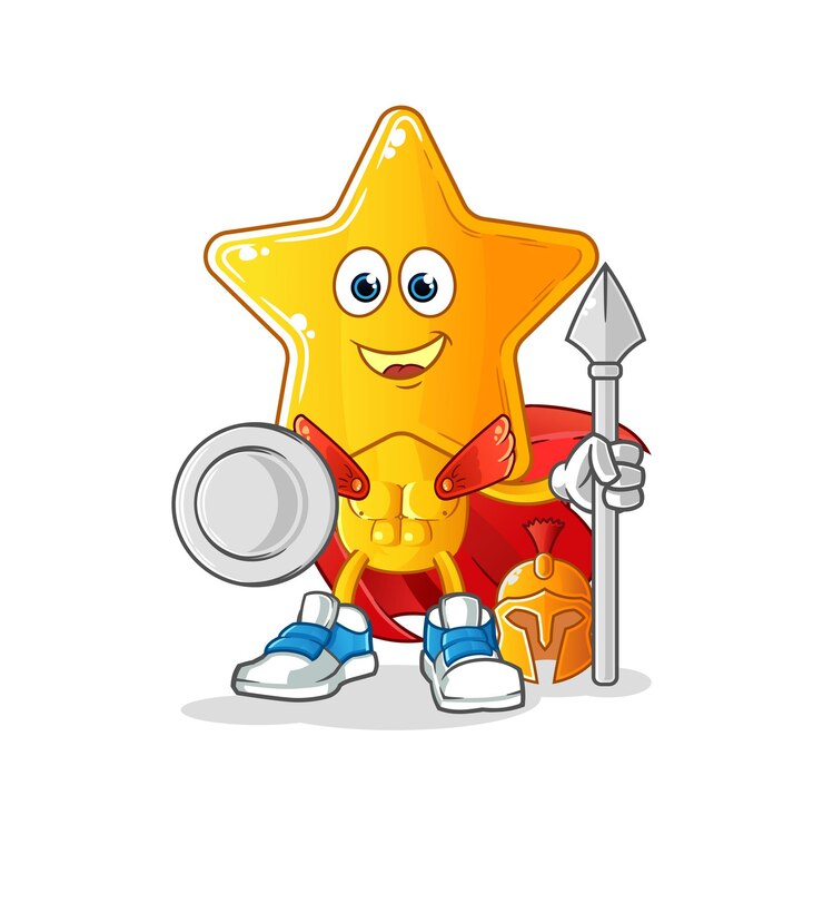 star head cartoon spartan character mascot vector