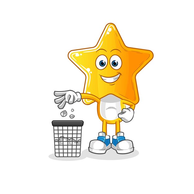 star head cartoon Throw garbage mascot cartoon vector