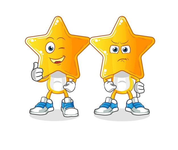 star head cartoon thumbs up and thumbs down cartoon vector