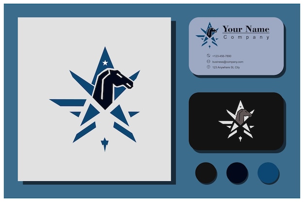 Vettore concetto di logo del cavallo stellato