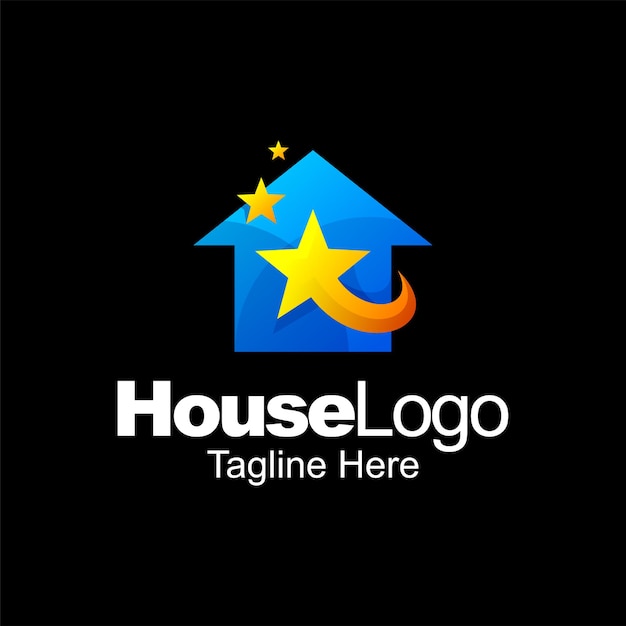 Star huis logo verloop sjabloonontwerp