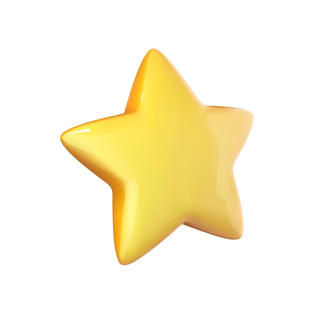 Vector star icon in cartoon 3d style isolated on white background vector illustration plastic volumetric yellow star