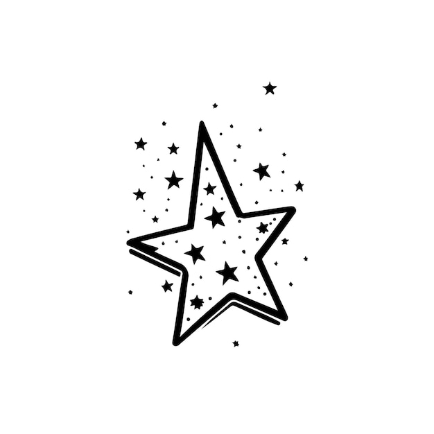 Star Icon hand draw black colour christmas logo vector element and symbol perfect