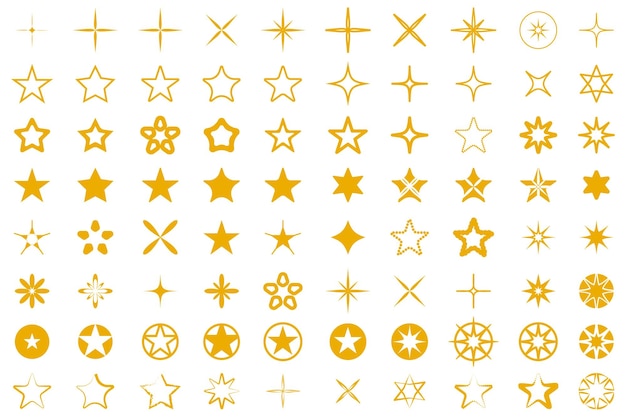 Набор иконок звезды Современная простая коллекция звезд Векторная иллюстрация