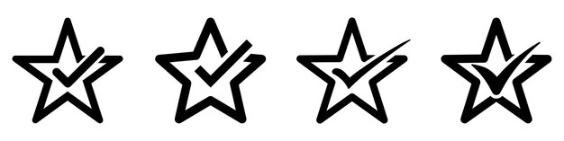 Vector star icon star with check mark set of star icons on white background