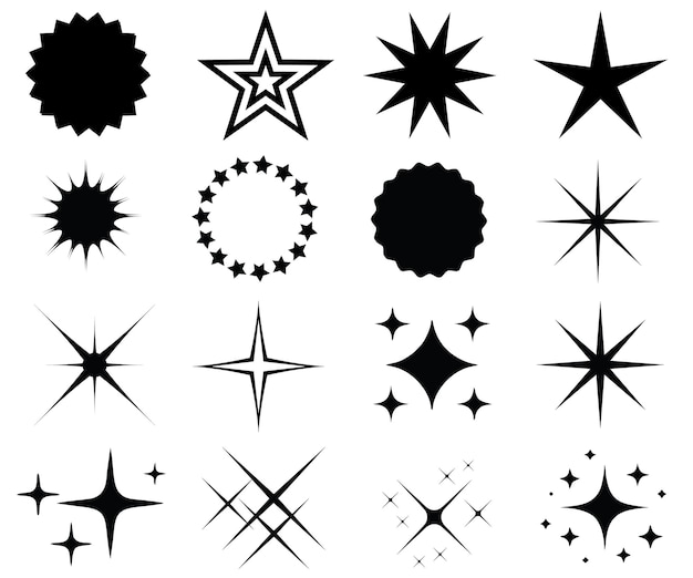 Vector star icons twinkling stars sparkles shining burst christmas vector symbols isolated