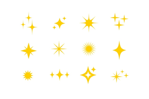 Star icons twinkling stars sparkles shining burst vector symbols isolated