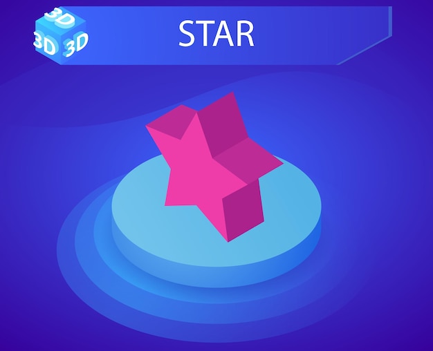 Star isometric design icon vector web illustration 3d colorful concept