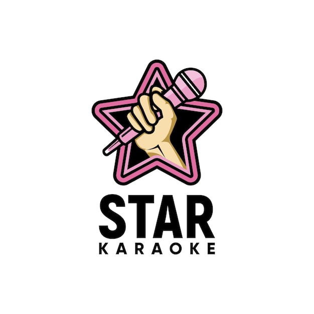 Vector star karaoke sing vocal microphone logo inspiration