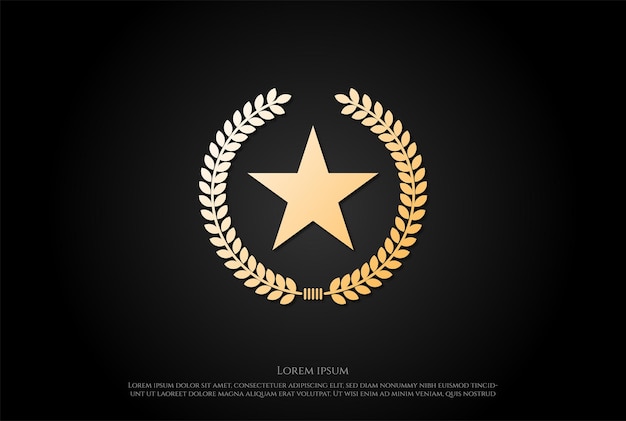 Distintivo di foglia di alloro stella per esercito militare emblema logo design vector