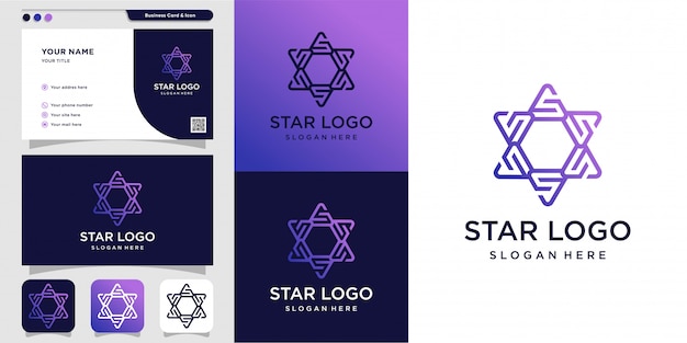 Star logo and business card design illustration