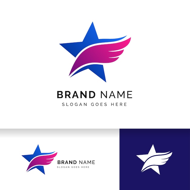 Star logo design template. star vector icon with feather illustration