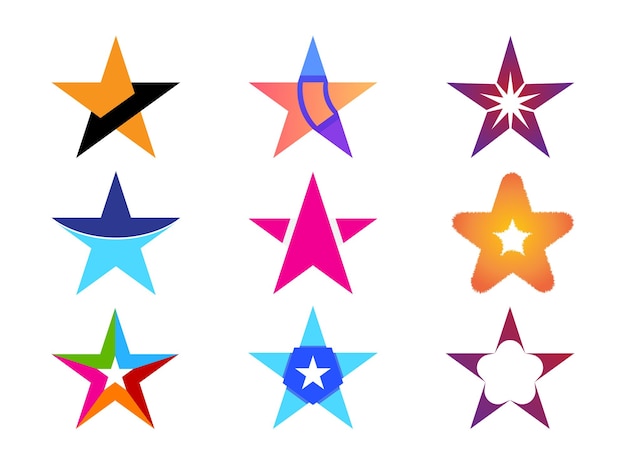 Vector star logo design with many beautiful colors and creative styles